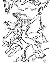 coloriage tarzan entraine jane dans les airs